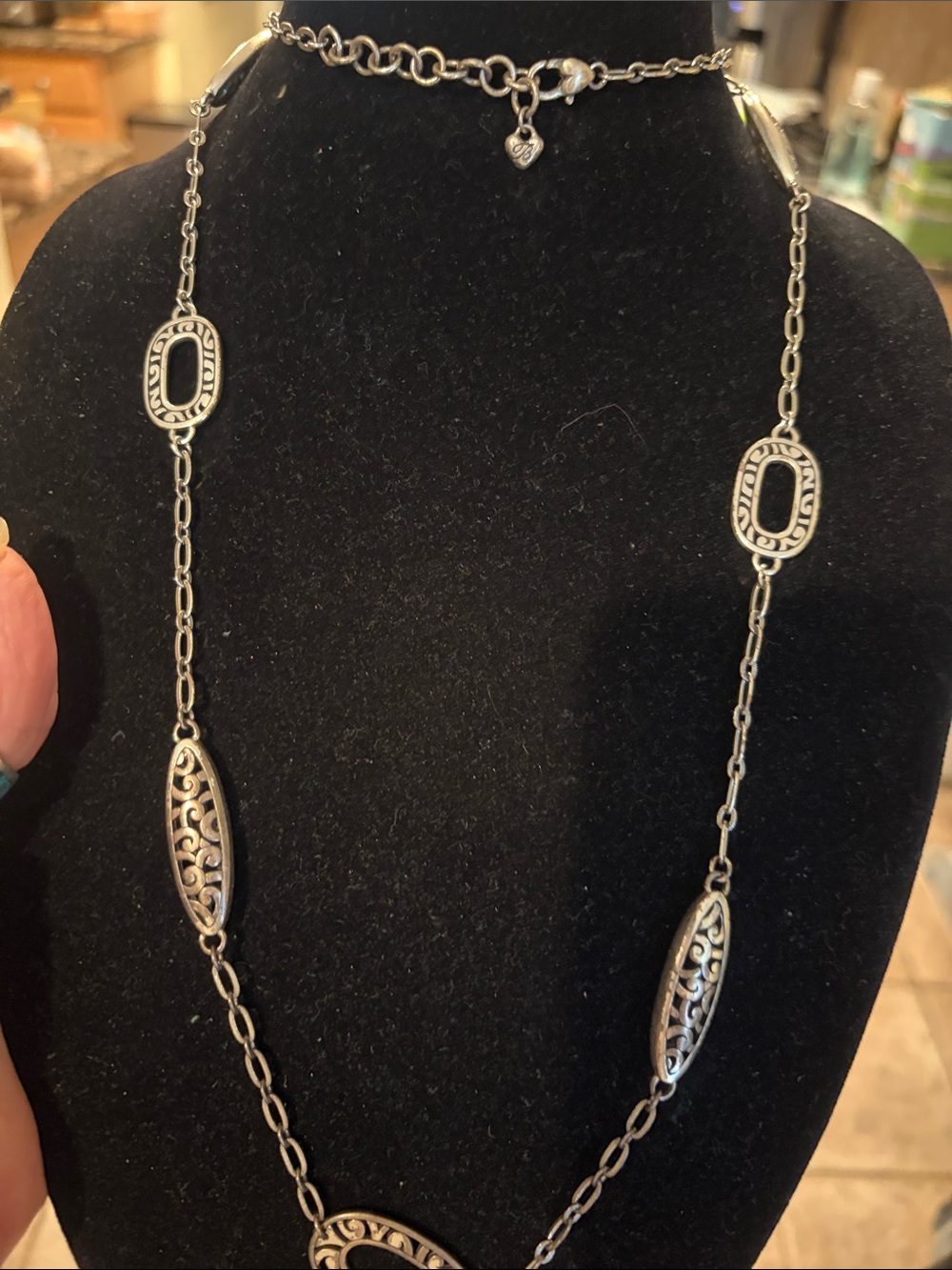 Brighton Silver Filigree Long Station Necklace - Women Jewelry